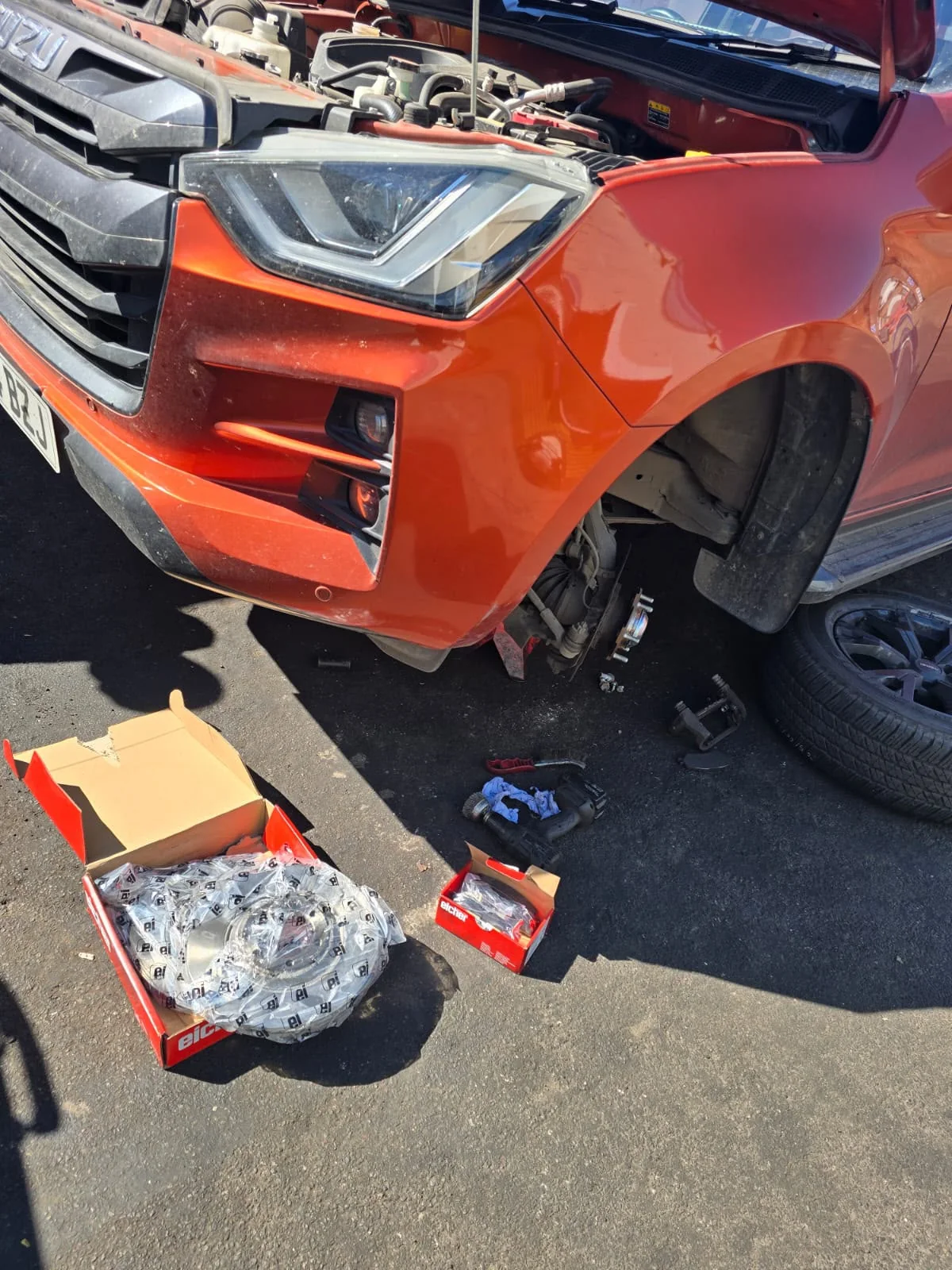 Brake replacement work on a vehicle at Norwich Garage